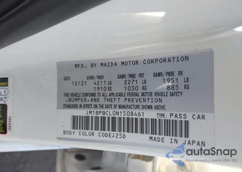2022 Mazda Mazda3 Preferred from USA, damaged, VIN JM1BPBCL0N1508461